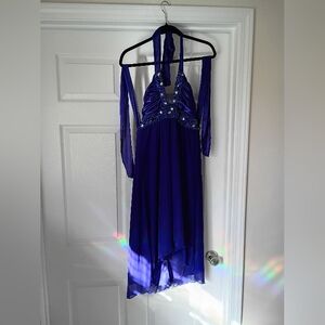 Elegant Purple Halter Dress with Beaded Details Sequin Hearts Size M Y2K